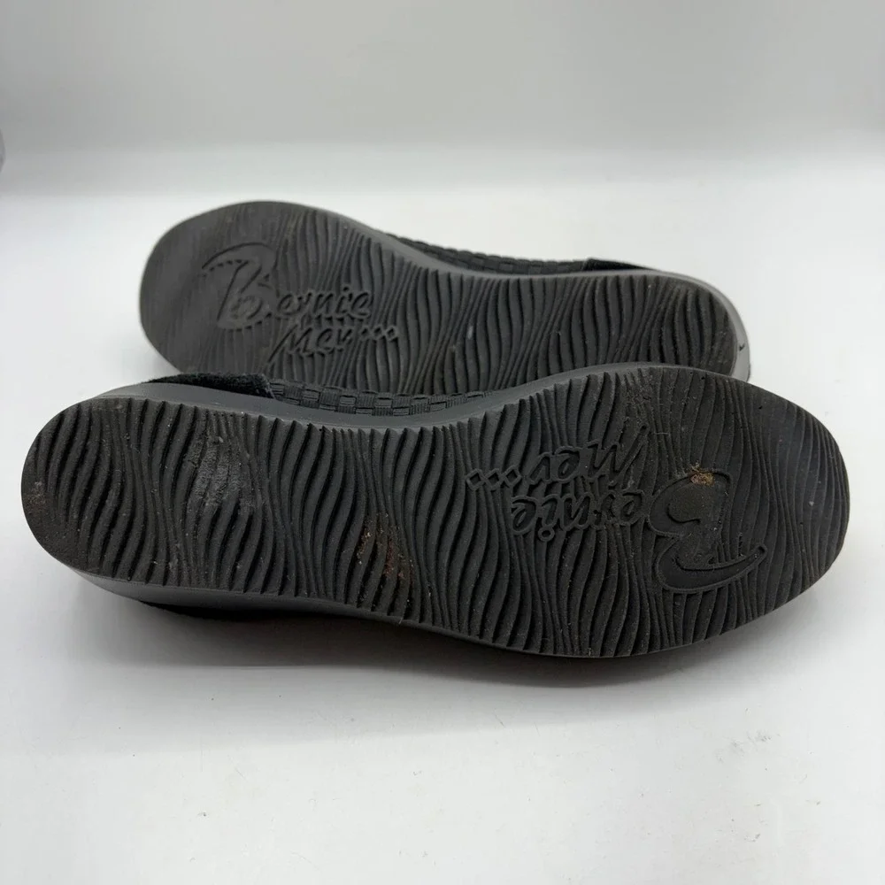 Bernie Mev Black Woven Wedge ‎ Suede Accent Slip On Shoes Womens Size 8